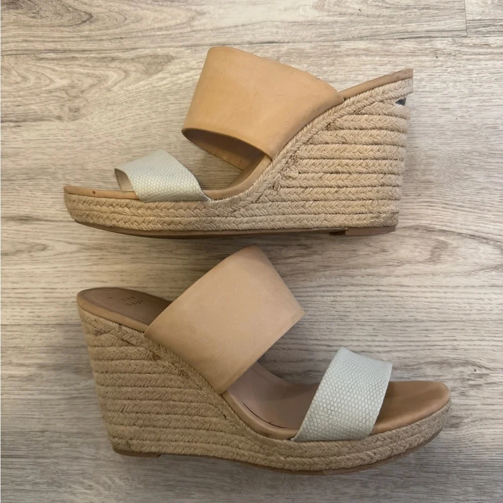 A New Day Women's Tan and Cream Slide wedge sandals
